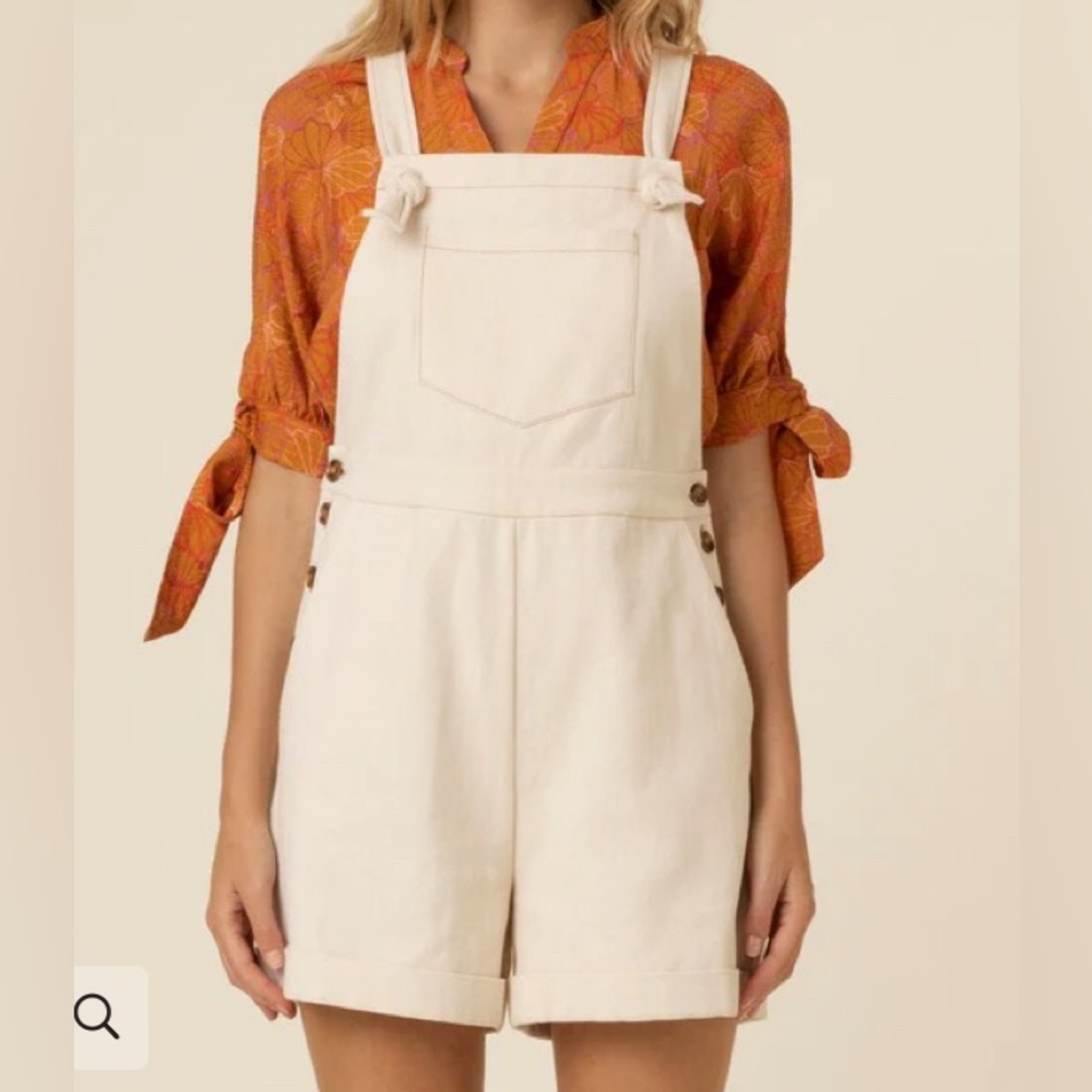 FRNCH Women's Cream Short woven romper NWT size S